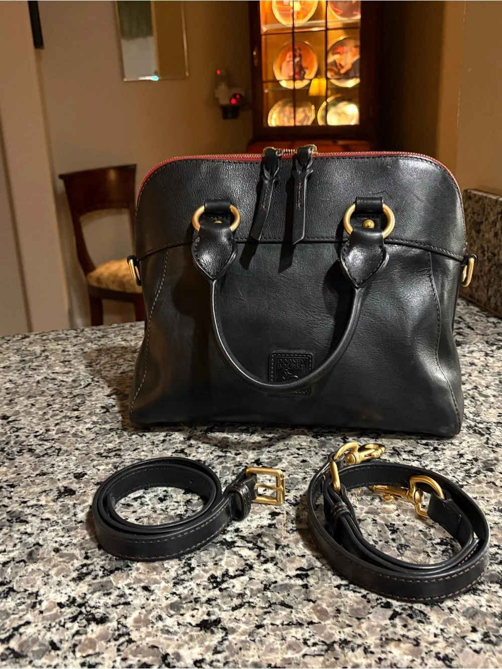 Dooney & Bourke FLORENTINE leather -  Cameron Satchel w/Red Double Zipper